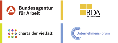 Logos der Initiatoren des Inklusionspreises: BA, BDA, CdV, UF